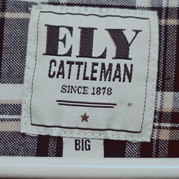 Ely Cattleman Mens Big Plaid Long Sleeve Snap Western Shirt XXL Outdoors Casual - Picture 4 of 10